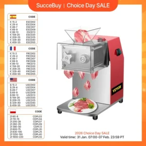 SucceBuy 250kg/H Commercial Electric Meat Slicer Grinder Vegetable Cutter Shred Machine 850W Home Automatic Food Chopper Chipper