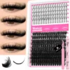 WOSHEER Lash Clusters Kit Lash Spikes Eyelash Clusters Volume Individual Lashes DIY Spiky Lash Extension Manga Clusters Eyelash