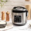 4-Cup Digital Rice Cooker with Steamer - Stainless Steel Multi-Cooker for Rice, Grains & Steam, 2 Qt