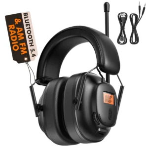 Bluetooth 5.4 AM/FM Radio Headphones with 30dB Ear Protection, 50H Playtime. USB-C Rechargeable. Great for Work & Gifts.