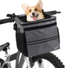 Bicycle Front Basket Pet Dog Carrying Bag Removable Suspension Folding Duffel Bag with 15 Lbs Weight Capacity for Cycling