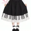 American Retro Sweet Spicy Black White Piano Pleated Skirt High Waist Slim Fit A Line Midi Skirt Vintage Design Skirt for Women