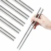 5 Pairs 304 Stainless Steel Chopsticks, Lightweight Non-Slip Korean Reusable Dishwasher Safe Gift Set (Silver)