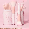 Multi-Function Cosmetic Brush Set, 12pcs pink Fiber Makeup Brush Kit For Women With Makeup brush storage bucket