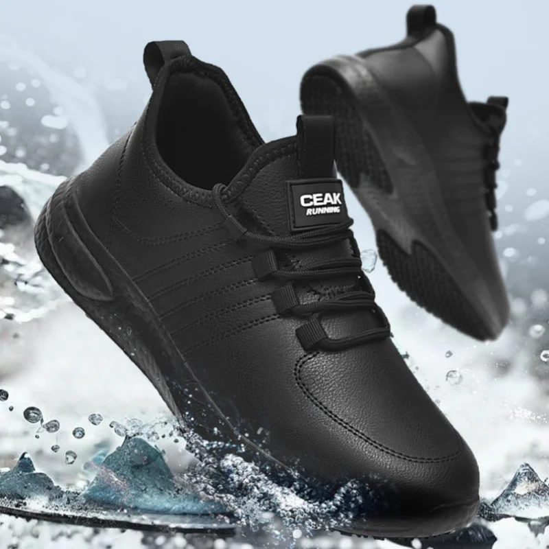 Hotel chef shoes four season new light plus size men's kitchen work shoes waterproof non-slip oil-proof chef gareer casual shoes