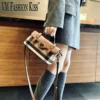 Luxury Stripe Canvas +Genuine Leather Pillow Women Crossbody Bag Retro Female Messenger Handbag Shoulder Purse women's bag