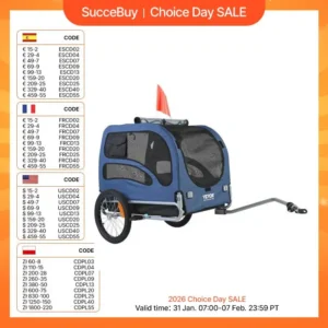 SucceBuy 100lbs Pet Cart Bicycle Carrier Dog Bike Trailer with Coupler, Reflectors, Flag, Collapsible to Store for Dogs Travel