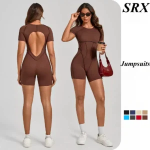 Seamless Yoga Jumpsuits Sports Fitness Splicing Hip-lifting One-Piece Hollow-out Beauty Back Gym Workout Bodysuits for Women