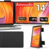 Amoudo 14 Inch Laptop Screen Extender 1920*1080P IPS Portable Monitor with USB-C HDMI Port for Windows Mac Switch PS5 Xbox