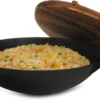 14 Inch Pre-Seasoned Cast Iron Wok with Lid for Versatile Cooking and Even Heat
