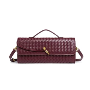 Handmade woven accordion bag for women, crossbody monk strap bag, horizontal clutch evening bag, versatile shoulder and crossbod