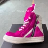 Ro Luxury Men Ankle Boot Rose Pink Horsehair Boots Women Sneaker Horse Hair High Top Shoe Casual Shoes Zipper Sneakers