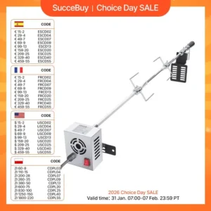 SucceBuy Universal Grill Rotisserie Kit for Grills, Electric BBQ Grill with 9W Motor, Stainless Steel Automatic Grilling Kit