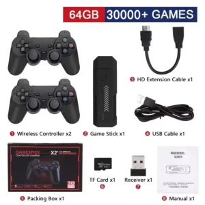 X2 PLUS Video Game Stick HD Output TV Game Player Retro Games Retro Video Game Console Wireless Controller for PSP PS1 Boy Gifts