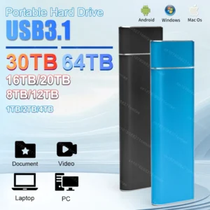 High-definition portable external hard drive with large capacity of 64TB can be connected to Android and Apple systems laptops