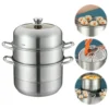 Stainless Steel Steamer Cooker with Steamer Basket Cookware with Handle Stockpot Cookware for Kitchen Supplies