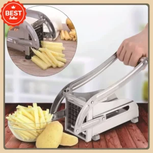 Kitchen fries maker, home stainless steel slicer, manual press multifunctional fruit and vegetable cutter.