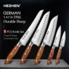 HEZHEN 1PC or 5PC Kitchen Knife Set 1.4116 steel Red Wood Handle Cook Tools Core Blade Kitchen Knife Accessories Box Packing