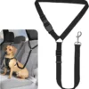 3 in 1 Pet Dog Car Seatbelt Leash, Retractable Restraint Secures to Vehicle Headrest & Dog Seatbelt Tether with Poop Bag Holder
