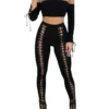 Fashion Bandage Hole Pants Women Street Chic Punk Cargo Pants Slimming Trousers Gym Trousers Club