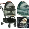 3-in-1 Pet Stroller with Detachable Carrier & Car Seat, Lightweight Folding for Dogs and Cats up to 35 lbs in Grey Lattice