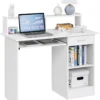 Home Office Wood Computer Desk with Keyboard Tray and Drawers, Students Writing Table with Storage Drawers & Hutch,