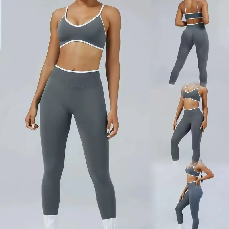  2 Pieces Ignite Sculpt Scrunch Legging Fitness Set Gym Women Seamless Yoga Workout Set Cycling Elastic Sports Leggings Set