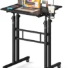Adjustable Height Mobile Standing Desk with Wheels for Treadmill Use, Portable Rolling Computer Table