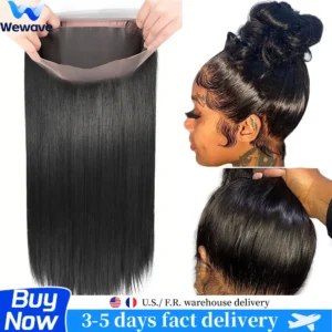 Wewave Straight Human Hair Wigs 360 Full Lace 1b Black Wig 40 Inch Hd Lace Wigs Invisible Strap Pre Plucked Bleached Knoted