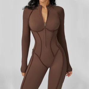 Yoga Bodysuit Long Sleeved Women's Tracksuits Gym Zipper Jumpsuits Sports Workout High-intensity Fitness One-piece Tights Suit