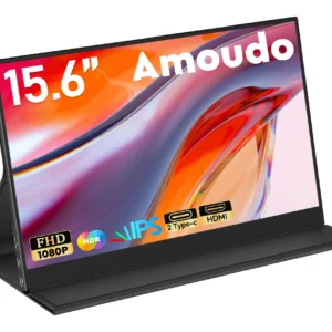 Amoudo 15.6 Inch Portable Monitor1920 x 1080P Second Screen FHD Lightweight Thin USB Type-C Mini HDMI Extend Screen for PS4/5 X