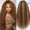 30 Inches Highlight Ombre Lace Front Wig Brazilian Honey Blonde Human Hair 13x4 Hd 4/27 Deep Wave 13x6 Lace Frontal Wigs 4x4 Wig
