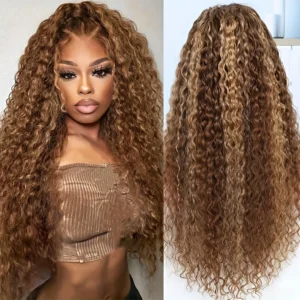 30 Inches Highlight Ombre Lace Front Wig Brazilian Honey Blonde Human Hair 13x4 Hd 4/27 Deep Wave 13x6 Lace Frontal Wigs 4x4 Wig