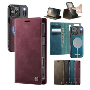 2 in 1 Wireless Charging Leather Flip Cover For iphone 17Air 17 Promax 16 Plus 15 Pro max 14 Pro 13 12 Wallet Case Cards Slots