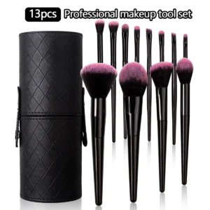 13PCS makeup brush set,black storage bucket,synthetic bristles blush brush,contour brush, eyeshadow brush, portable makeup tools