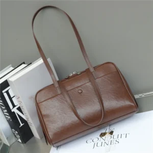 Hifashion Retro Genuine Leather Bowling Underarm Shoulder Bags For Women 2026 Luxury Designer Large Pillow Tote Ladies Handbags