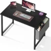 Computer Desk 40 Inch Home Office Desks for Small Spaces, Gaming Writing Study Work Table with Storage Bag for Bedroom, Black