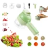 4 in 1 Handheld Electric Vegetable Cutter Wireless Food Processor Vegetable Slicer Set Pepper Garlic Mash Minced Cooking Gadgets