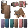 2 In 1 Leather Wallet Phone Case Cover For iPhone 17 Pro Max 17 Air 16E 16 15 14 Plus 13 12 11 Magsafe Magnetic Case Card Holder