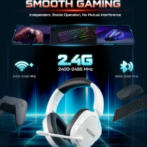 NUBWO HG04 Wireless Gaming Headset Dual 2.4G & Bluetooth Deep EQ Audio Noise Canceling Mic Foldable Lightweight for PS5,PS4