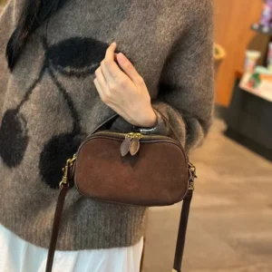 Autumn Winter Women's Cow Nubuck Leather Shoulder Bag Ladies Cowhide Handbag Female Luxury Design suede commuting Crossbody Bag