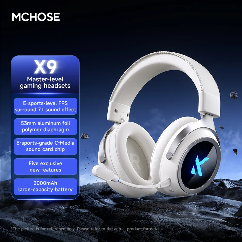 Original MCHOSE X9 Gaming Headset 3 Mode 2.4G Wireless BT Headphones With 7.1 Surround Sound Low 15ms Low Latency For FPS