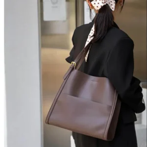 Women‘'s Natural Cow Real Leather Bag Female Luxury Design Shoulder Bags Ladies Soft Cowhide Tote Large Capactiy Shoulder Bag