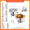 VEVOR 2 Pack Chafing Dish Buffet Stainless Steel Chafer with 4 Full Size Pan Round Catering Warmer w/Glass Lid for Party Banquet