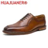Plus Size 38-47 Men Dress Shoes Top Layer Cowhide Leather Elegant Business Formal U-Tip Shoes Mens Dress Shoes for Men Wedding