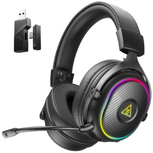 EKSA Mako BT 2.4GHz Low Latency Wireless Headphones, Over-Ear Bluetooth 5.3 Headset Gamer with Detachable Microphone for PC/PS5