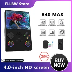 2025 V40MAX Handheld Game Console 4'' IPS Screen 4000mah Battery Joystick RGB lighting Effect 256GB with more than 40000 games