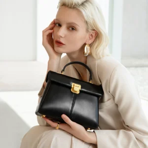 ITAMOOD Genuine Leather Handbag with Scarf | Luxury Designer Trendy Shoulder Bag Solid Color Commuting Bag | bags for women gift