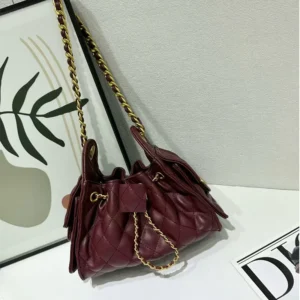 2025 New Women's Large Capacity Underarm Single Shoulder Bag Luxury Simple Fashion Retro Chain Grid Pattern PU Crossbody Bag