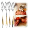 7.95“ Food Grade 18-10 Steel Luxury Gold Plated Dinner Forks Set Dishwasher Safe Salad Fork Table Fork Set With Hammered Handle